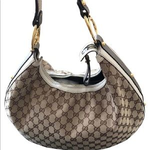 ⭕️ SOLD ⭕️ Gucci Tan/Blue Cloth Hobo Bag